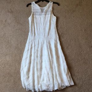 Long white lace tank top dress